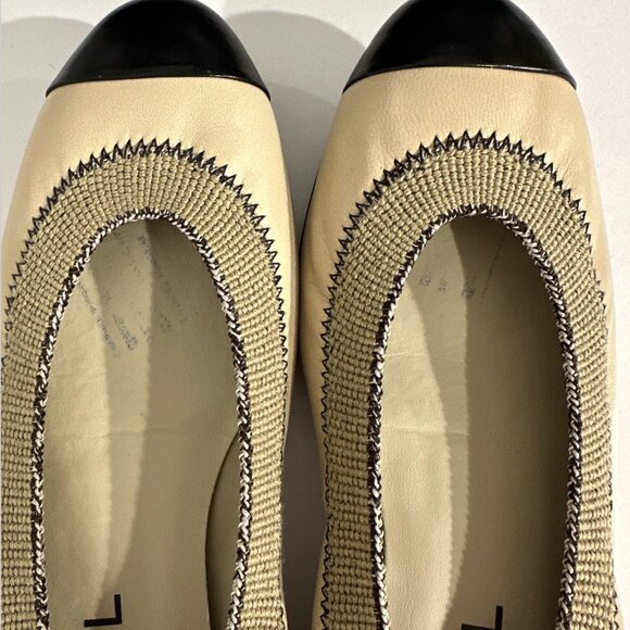 Chanel Lambskin Spirit Flats w/ Elastic & Black Cap Toe Size 7 - Picture 3 of 10